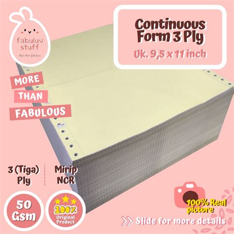 Jual Kertas Continuous Form Ply Dan Ply Prs Gsm X Inch