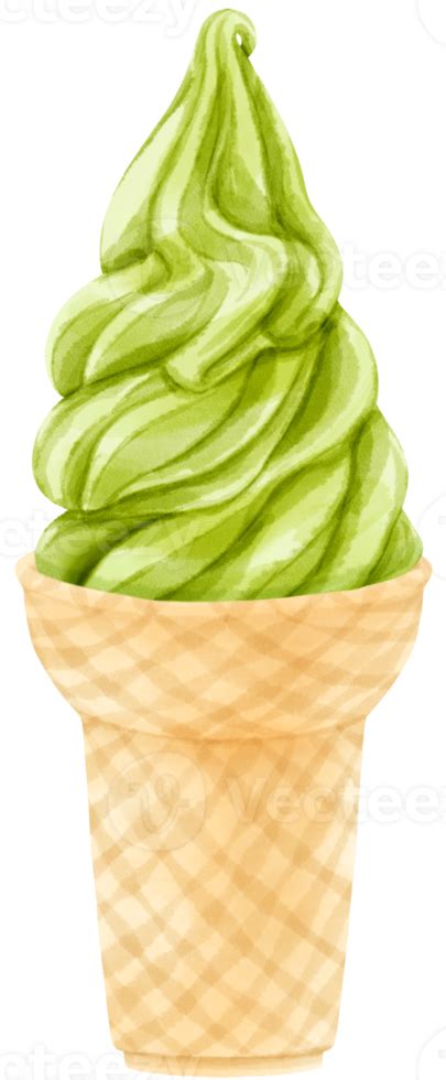 Green Tea Matcha Ice Cream Watercolor 9695376 Png