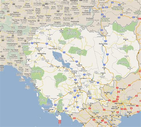 Large road map of Cambodia with cities | Cambodia | Asia | Mapsland ...