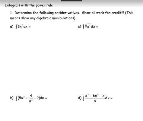 Solved Determine The Following Antiderivatives Show All Chegg