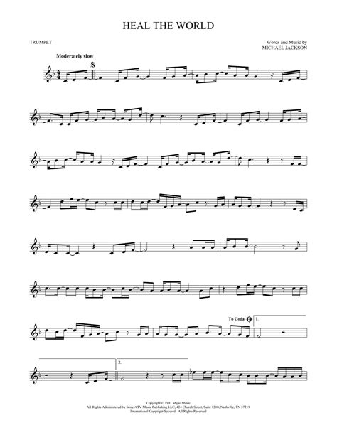 Heal The World By Michael Jackson Sheet Music For Trumpet Solo At Sheet