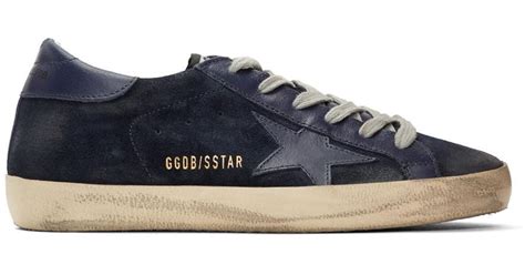 Golden Goose Navy Suede Superstar Sneakers In Blue Lyst