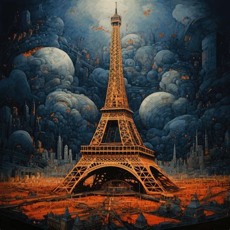 Torre Eiffel Paris M O Desenhar Pintura Obra De Arte Gr Fico Leo