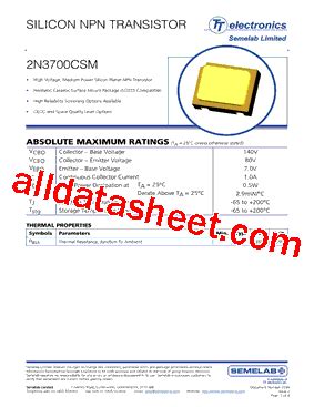 2N3700CSM Datasheet PDF Seme LAB