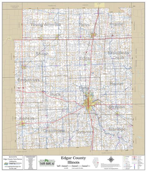 Edgar County Illinois 2023 Wall Map Mapping Solutions