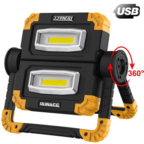 LED Work Light USB Rechargeable Power Bank 2 COB 2000LM Working