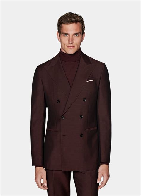 Burgundy Havana Suit Wool Mohair Double Breasted Suitsupply