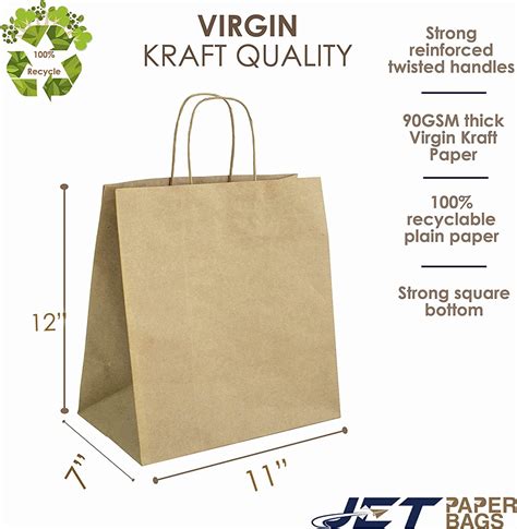 Flexicore Packaging S Brown Kraft Paper Bags With Handles Large 100ct Shopping 16 X6 X12