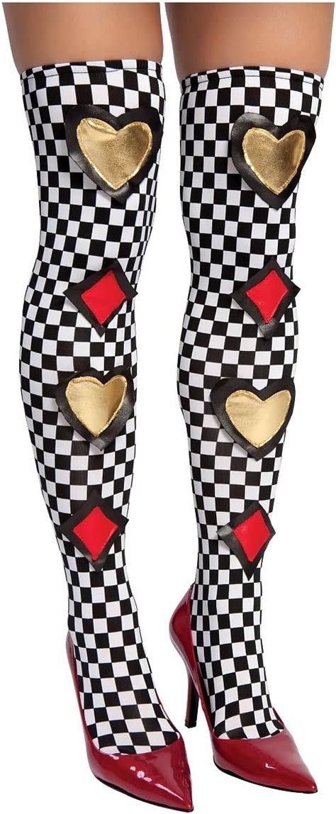 Card Suit Checkered Stockings Costume Accessory Amazonca Clothing Shoes And Accessories