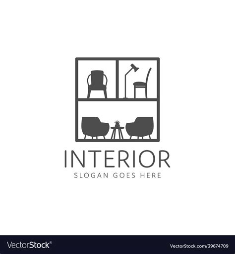 Room decoration interior logo design Royalty Free Vector