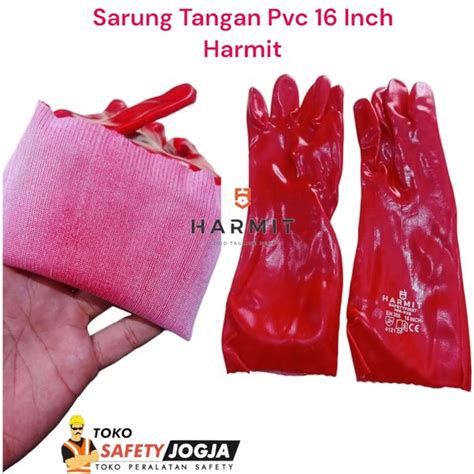 Jual Sarung Tangan Pvc 16 Inch Harmit Chemical Kimia Karet Di Lapak