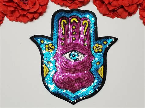 Evil Eye Iron On Patch Large Sequined Glitter Eye Patch Etsyde