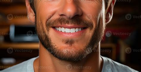 Male Smile Close Up Snow White Teeth Cosmetology Concept Dentistry Ai Generated Image