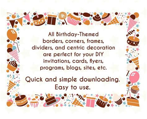 Digital Birthday Designs Png Frames Bday Rectangle Svg Clipart Frame