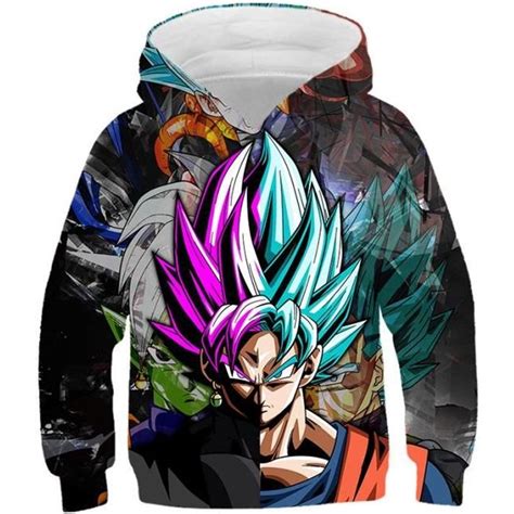 Sweats à Capuche imprimé Dragon Ball Vert Noir Vert noir