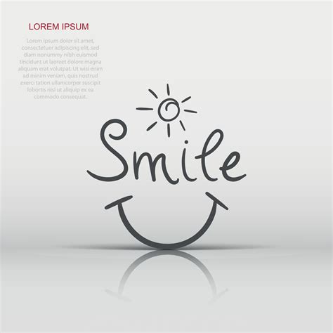 Smile Text Vector Icon Hand Drawn Illustration On Isolated Background