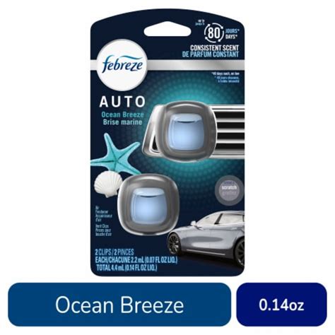 Febreze AUTO Air Freshener Air Vent Clip Ocean Breeze Scent 2 Pk 0