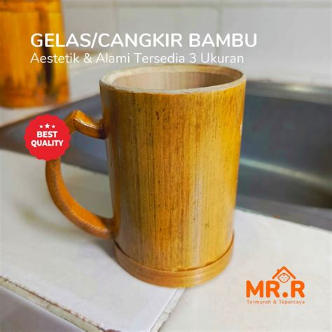 Jual Cangkir Mug Bambu Asli Kerajinan Bambu Gelas Unik Gelas Kopi