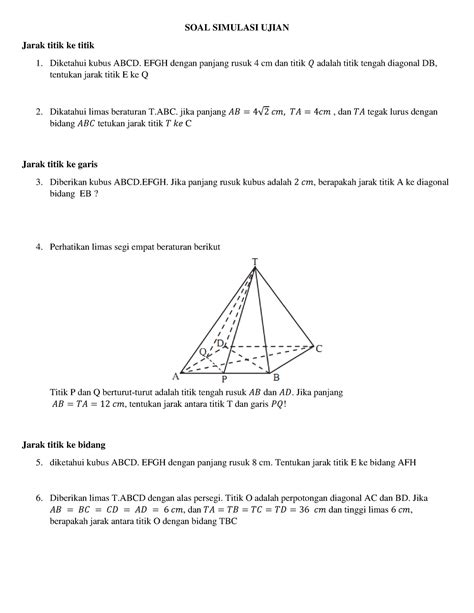 Soal Simulasi Ujian Soal Simulasi Ujian Jarak Titik Ke Titik