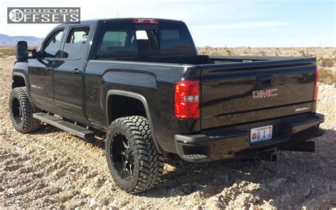 Wheel Offset 2015 Gmc Sierra 2500 Hd Aggressive 1 Outside Fender Leveling Kit Custom Rims