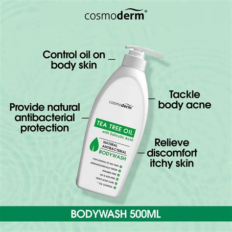 Cosmoderm Tea Tree Oil With Salicylic Acid Bodywash 500ml Shower Gel