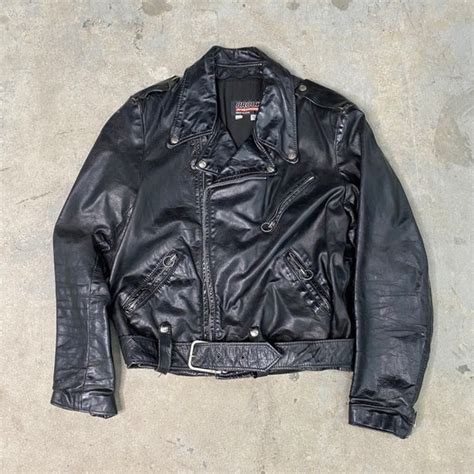 1980s Brooks Leather Biker Jacket Made In USA Motor Gem