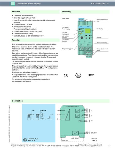 Kfd Crg Ex D Transmitter Power Supply Connection Assembly