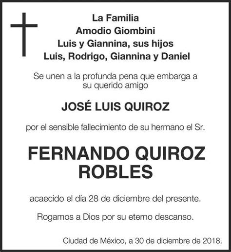 Lic Fernando Quiroz Robles Obituario Esquela