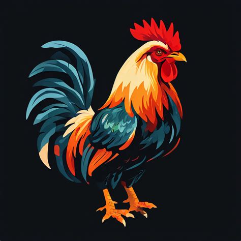 Rooster In The Two Color Flat Style Of Einar Nerman By Frank Morlock