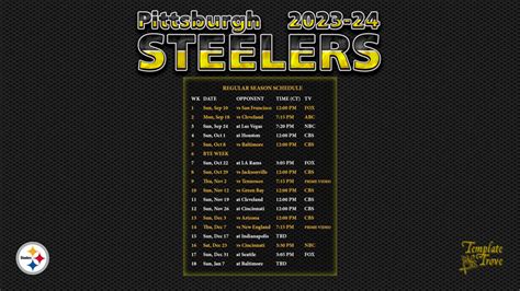 2023-2024 Pittsburgh Steelers Wallpaper Schedule