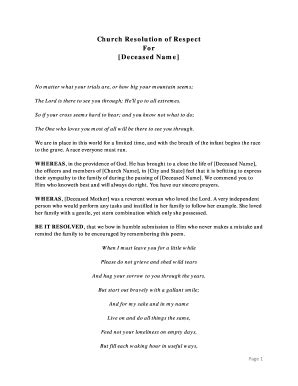 Church Funeral Resolution For Deceased Fill And Sign Printable