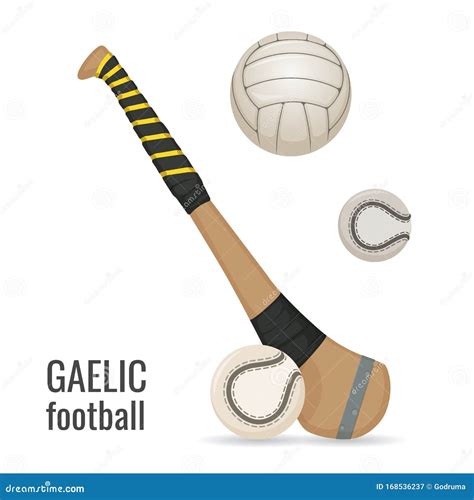 Gaelic Football Club and Balls Icon Set. Irish Football Sport Equipment ...