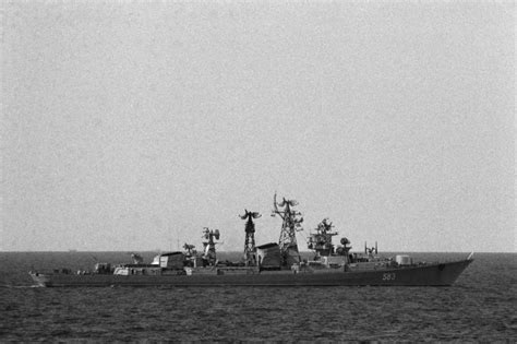 A Starboard Beam View Of A Soviet Kashin Class Guided Missile Destroyer