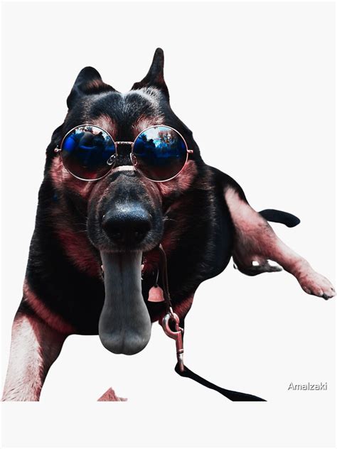 Cool German Shepherd Dog Wearing Sunglasses Sticker By Amalzaki