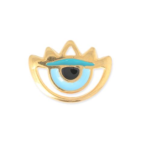 Breloque oeil porte bonheur résine époxy 20x15 mm doré Turquoise