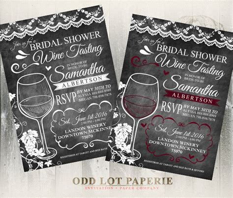 Wine Tasting Bridal Shower Invite Chalkboard Bridal Shower Etsy