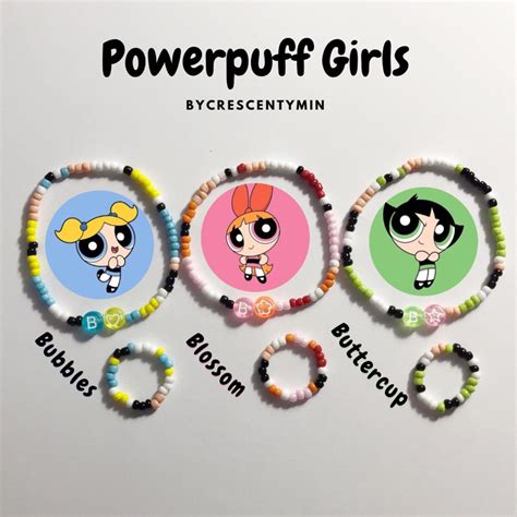 Jual Gelang Cincin Manik Powerpuff Girls Set Powerpuff Girls Beads