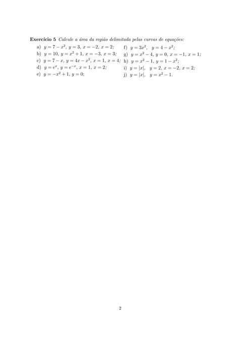 SOLUTION Exercícios integrais definidos Matemática Studypool