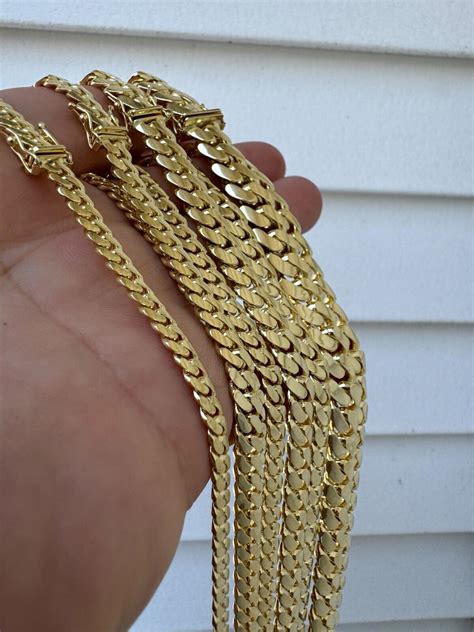 Handmade Tight Link Solid 10k Gold Miami Cuban Link Chain Or Bracelet Necklace