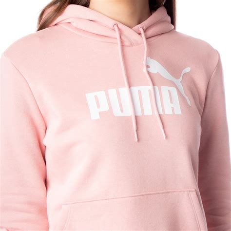 Moletom Feminino Puma Essentials Logo Hoodie Rosa Claro Branco Radan