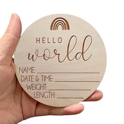 Buy Hello World Announcement Sign Wooden Baby Announcement Sign Baby