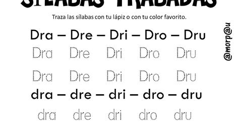 Cuadernillo De Sílabas Trabadas Dra Dre Dri Dro Y Dru