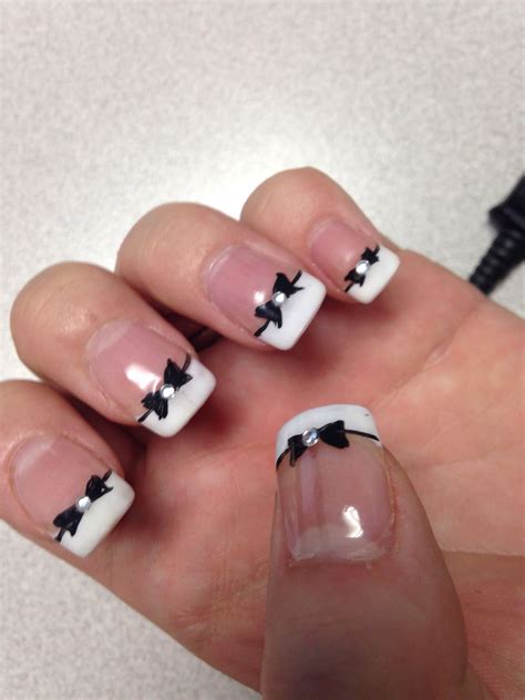 Cute Painted Bows Kawaii Nails Square Nails Natural Nail Art