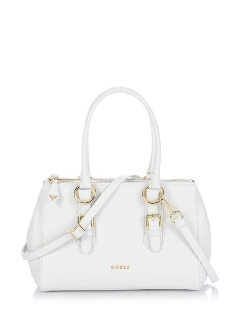 Guess Jacqueline Box Satchel Bag In White Lyst