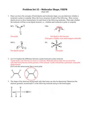 Worksheet 15 Worksheet 15 Molecular Shapes The Shapes Of