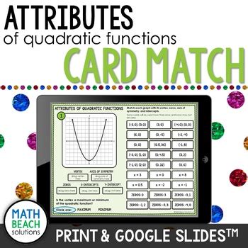 Attributes Of Quadratic Functions From Graphs Activity Print And Digital