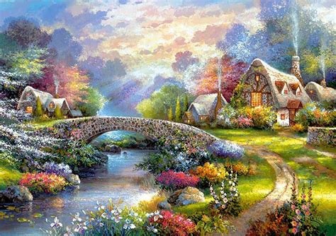 Diamond Painting Kits Diamond Painting Landschaft Wasserfall Chalet