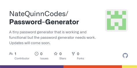 GitHub NateQuinnCodes Password Generator A Tiny Password Generator