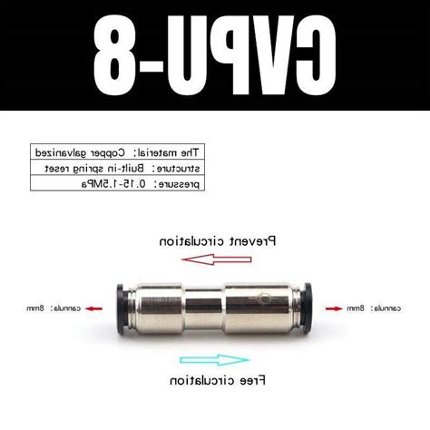 Pneumatic Check Valve One Way Valve Cvpu 04 6 8 10 12 Air Pipe Quick