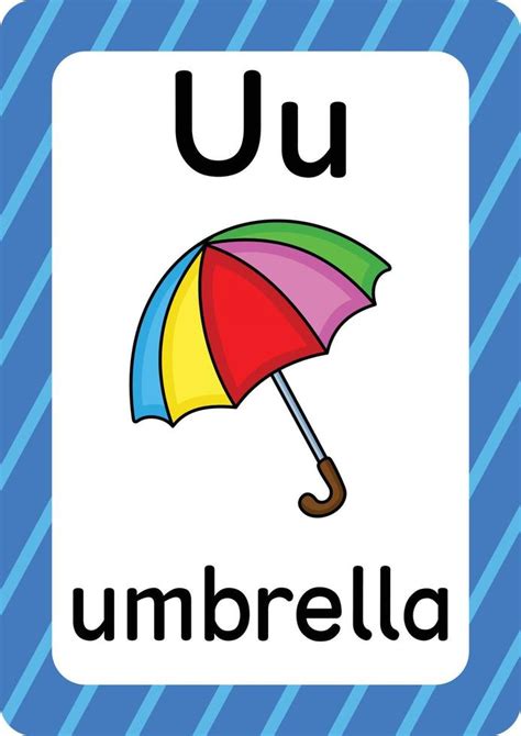 Umbrella Vector Isolated On White Background Letter U Flashcard